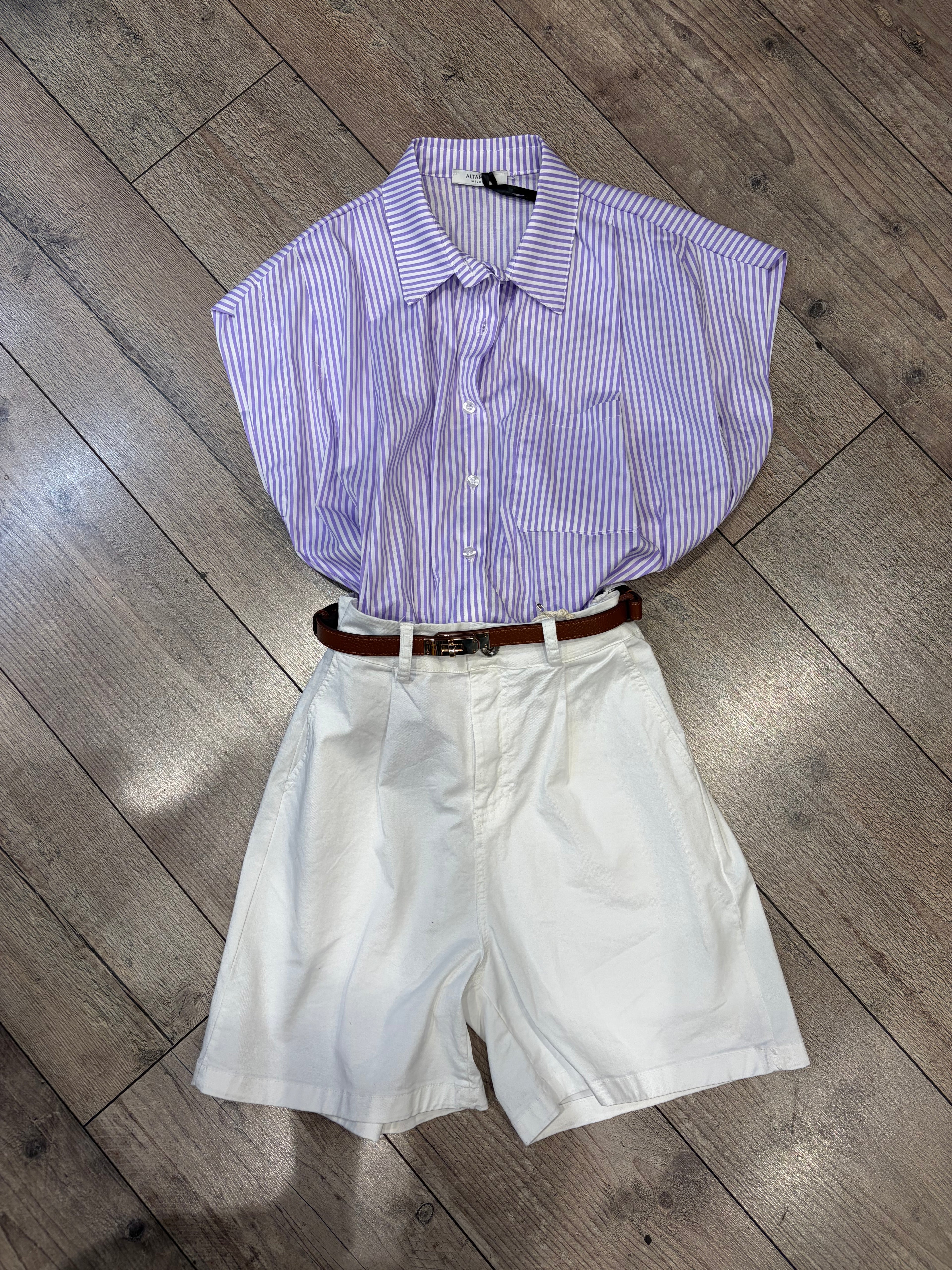 Camicia smanicata millerighe